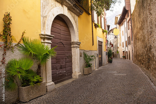 A quiet street in winter in the small town of Arco on the North Garda Plain  Trentino-Alto Adige  Italy 