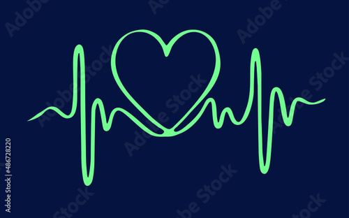 Illustration of the stylized heart. 
Drawing pulse heart silhouette.
Vector illustration, EPS 10.