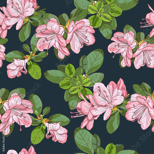 Azaleas. Spring flowers. Seamless vector pattern.