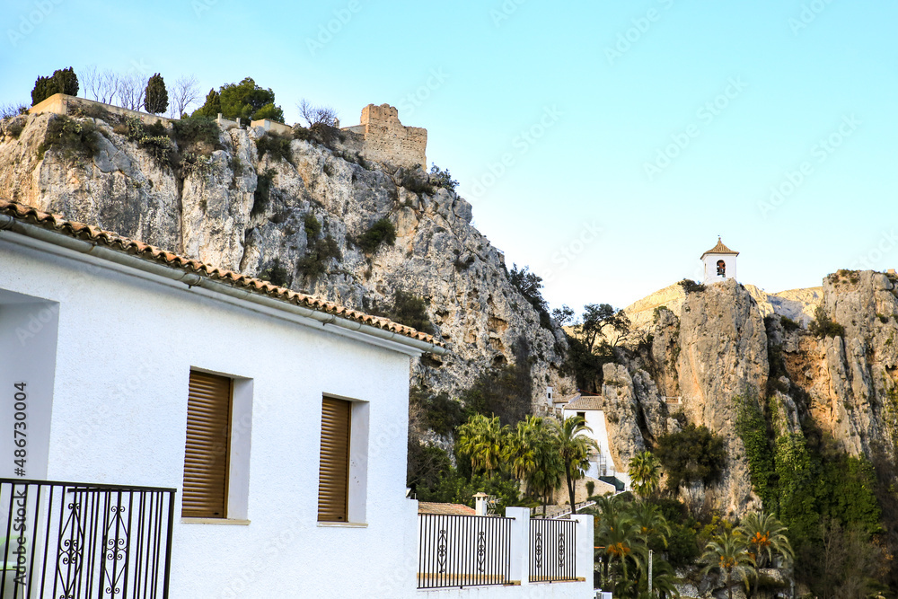 Guadalest village surrounded by vegetation and the Castle
