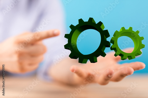 Set of green gears and cogs...
