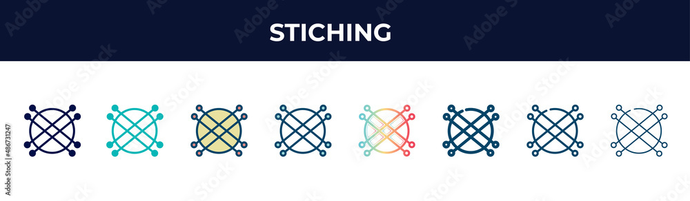 Stiching Vector Icon In 8 Different Modern Styles Black Two Colored