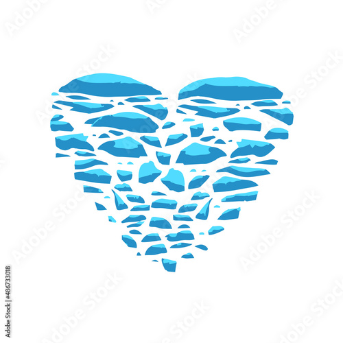 Icy heart. Melting ice heart, global warming, care for the environment or love theme for Valentines Day 