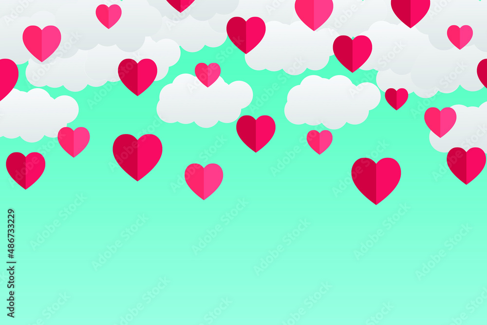 vector concept background for valentine day or love at romance or romantic and sweet. illustration design sty paper cut with  heart cartoon color modern has pink and pastel. use for template banner