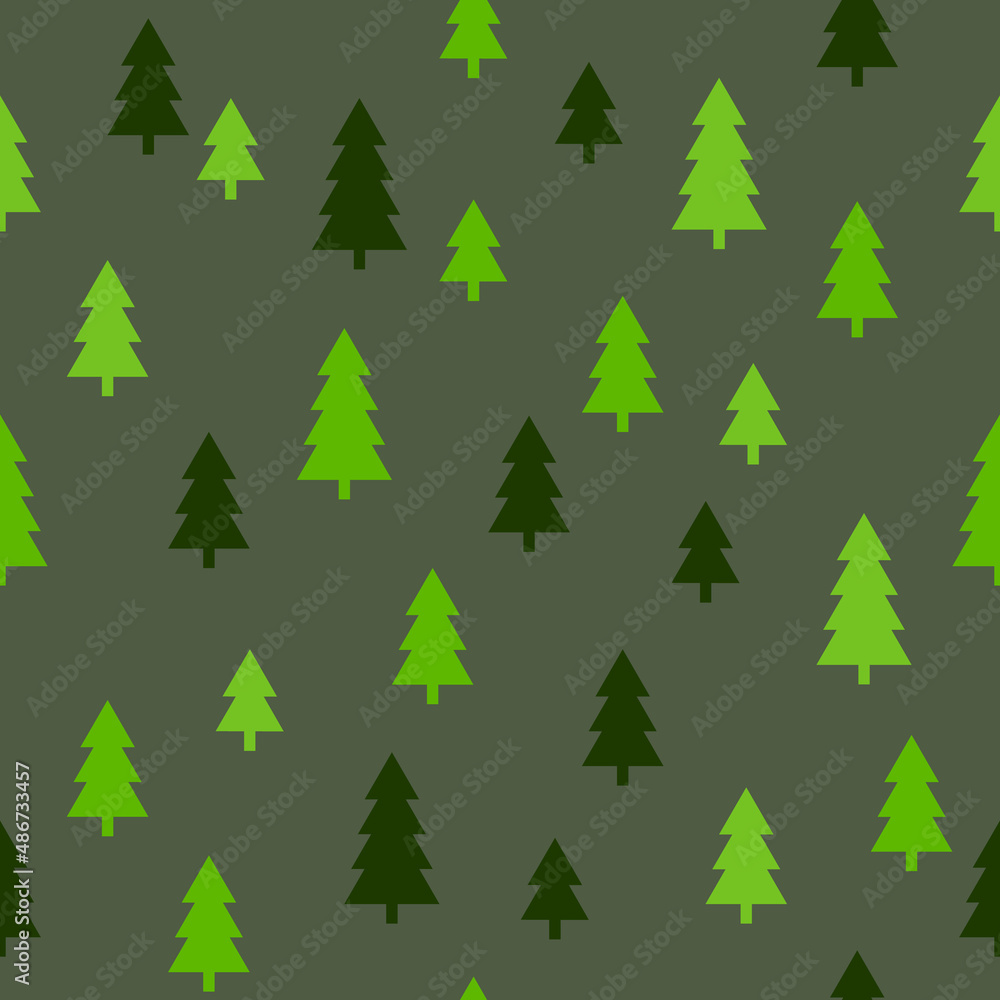 Abstract Christmas seamless pattern with decorative Christmas tree. Print for greeting cards, fabric or wrapping paper designs. Eps 10 vector illustration.