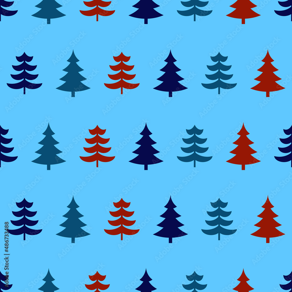 Obraz premium Abstract Christmas seamless pattern with decorative Christmas tree. Print for greeting cards, fabric or wrapping paper designs. Eps 10 vector illustration.