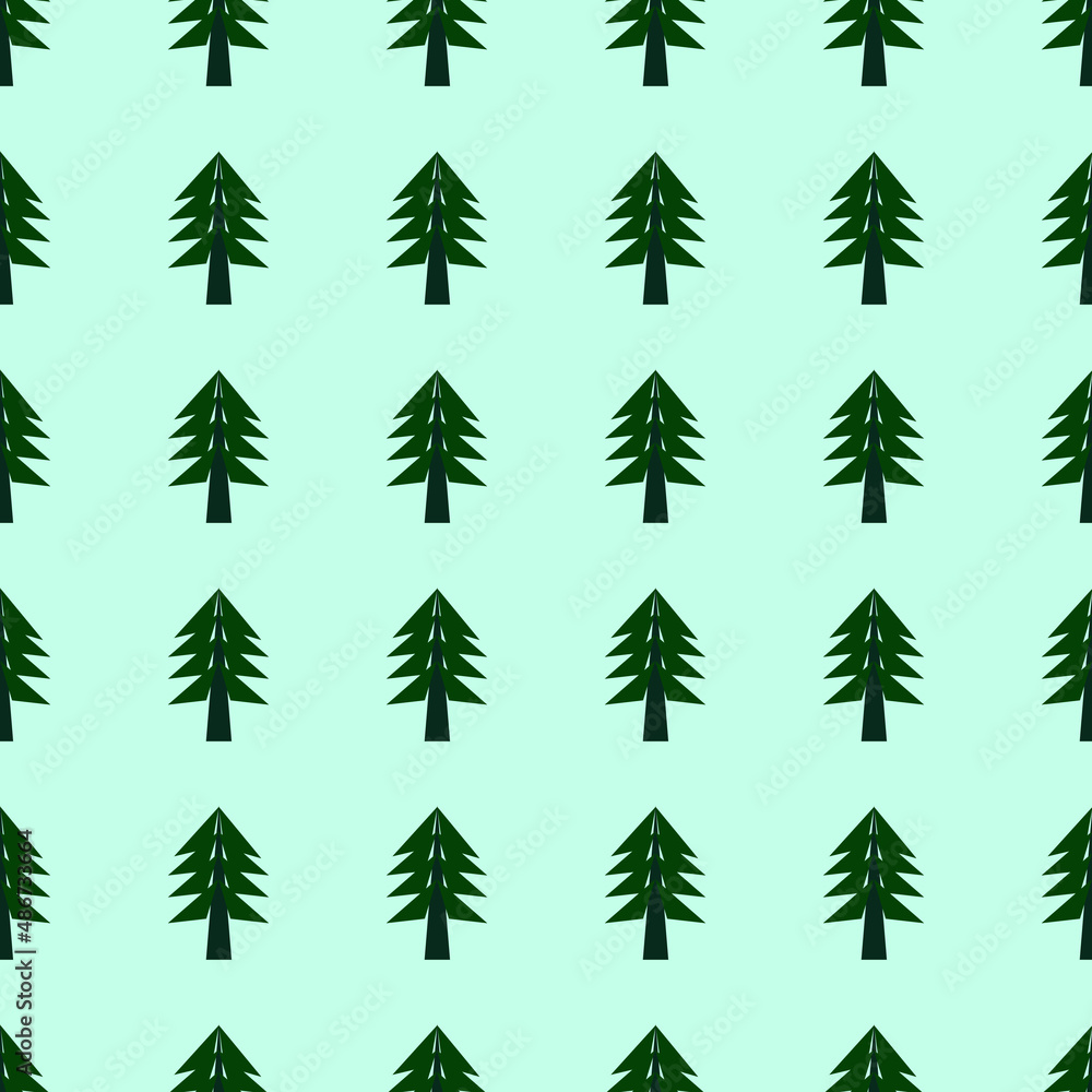 Obraz premium Abstract Christmas seamless pattern with decorative Christmas tree. Print for greeting cards, fabric or wrapping paper designs. Eps 10 vector illustration.