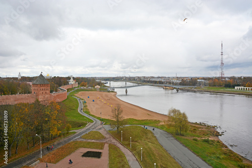 Novgorod Kremlin in autumn season. Veliky Novgorod, a historical city in Russia that is over 1000 years old