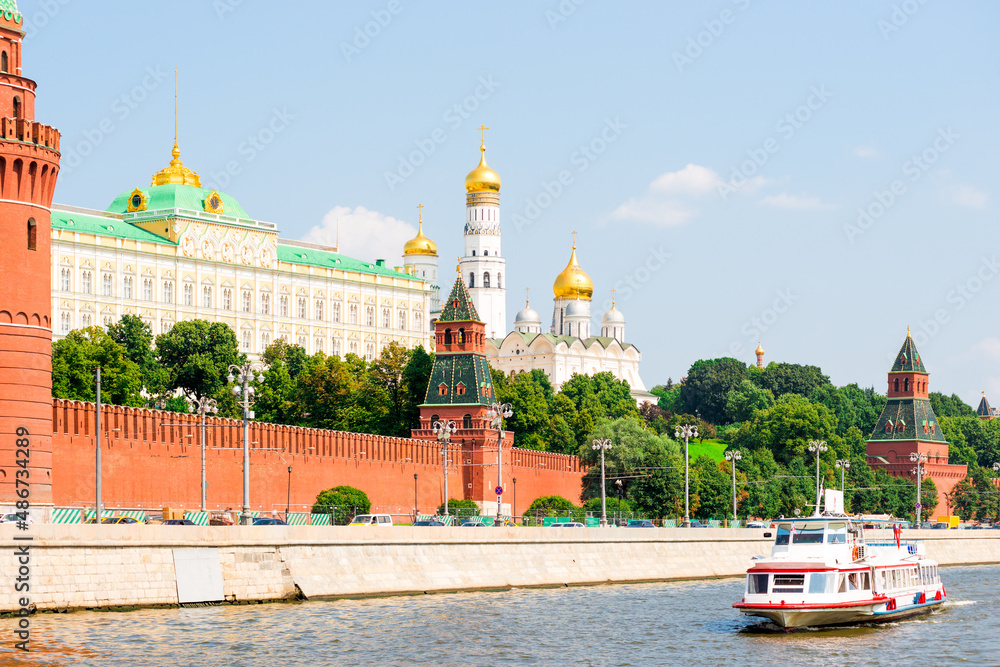 View of the Kremlin on a summer day, Moscow, Russia