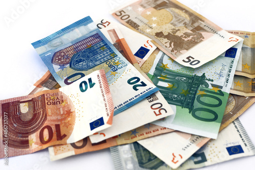 Euro banknotes. Money. Pile of paper euro banknotes as part of the payment system of the united country 10 20 50 100. fifty and one hundred. euro cash background. Euro money banknotes. Background