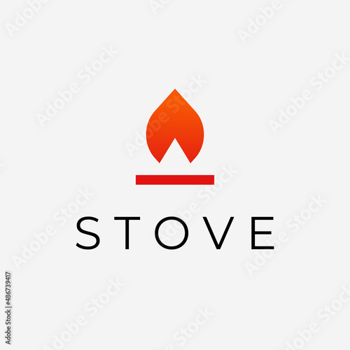Simple Kitchen Stove Fire Flame Logo Design Ideas