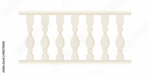 Palace of castle fence. Marble balustrade with balusters for fencing and protection from falling.  Balcony handrail with stone pillars. Concept of decorative railing and architecture element. 