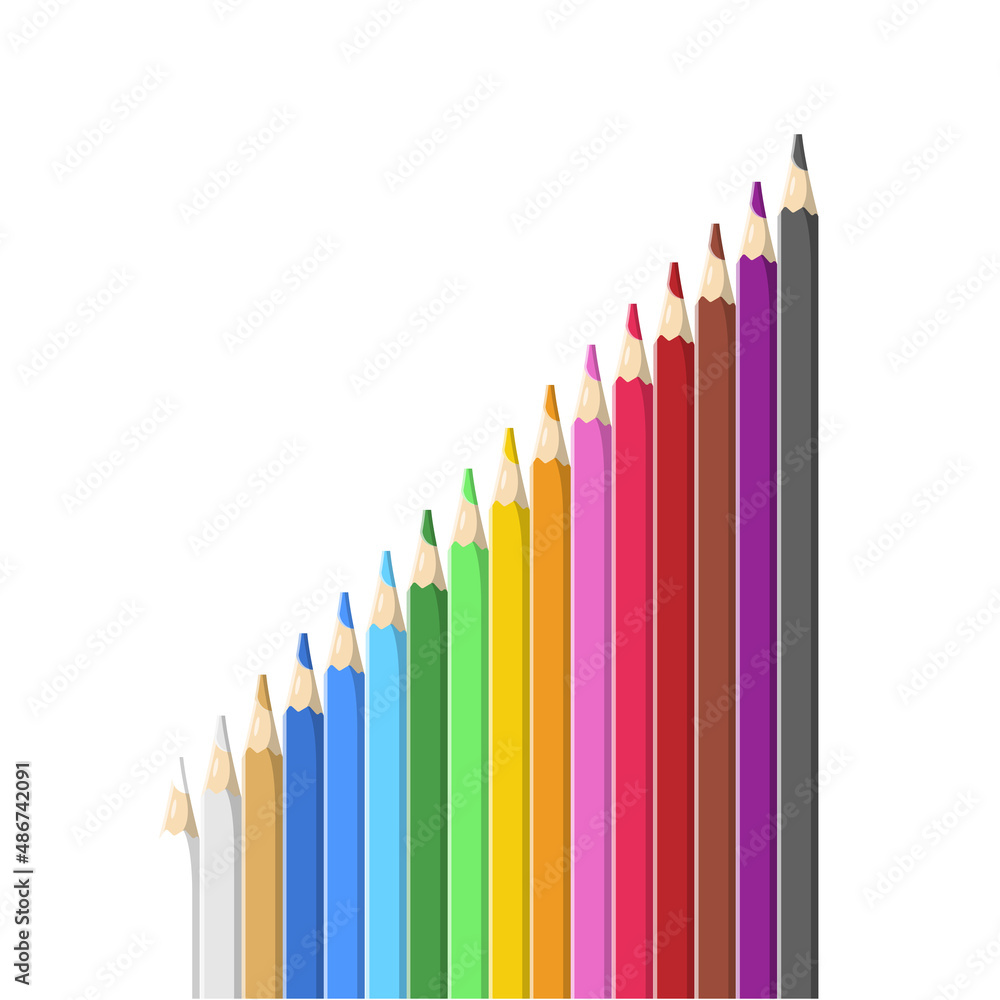 Set of Colored Pencils Flat Illustration. Clean Icon Design Element on Isolated White Background Set of Colored Pencils Flat Illustration. Clean Icon Design Element on Isolated White Background