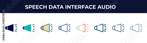 Photographie speech data interface audio vector icon in 8 different modern styles