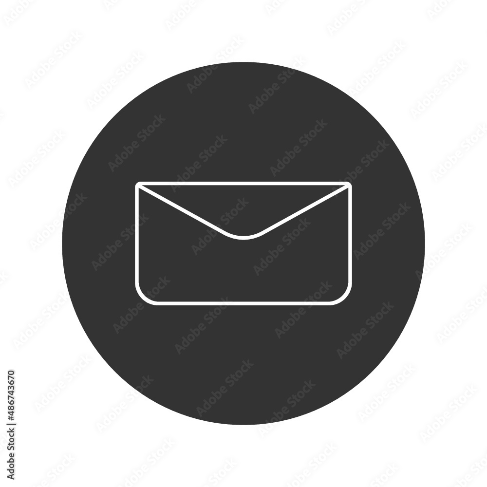 Mail envelope icon. Round message line icon for web and print isolated on white background. Mail envelope icon. Round message line icon for web and print isolated on white background.
