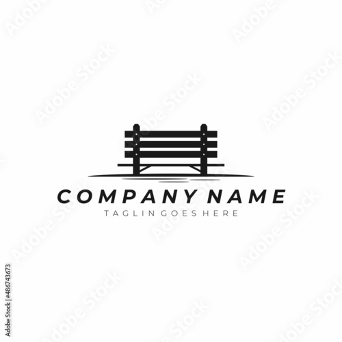 Park bench silhouette logo template. Vector Illustration