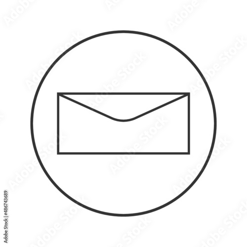 Mail envelope icon. Round message line icon for web and print isolated on white background. photo