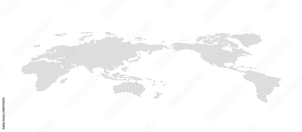 パースのある世界地図　ドット　ベクター素材