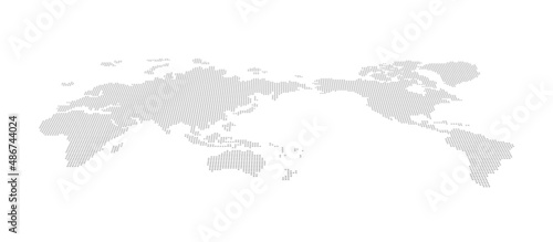 パースのある世界地図　ドット　ベクター素材