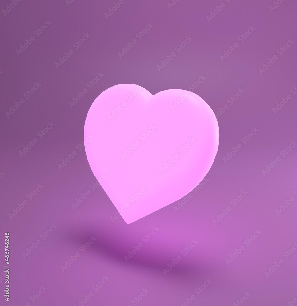 Glowing pink heart 3d illustration