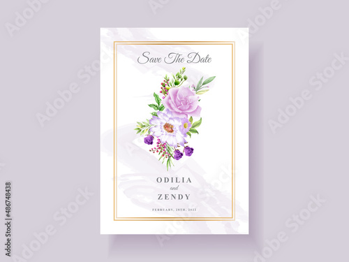 beautiful purple floral wedding invitation card template