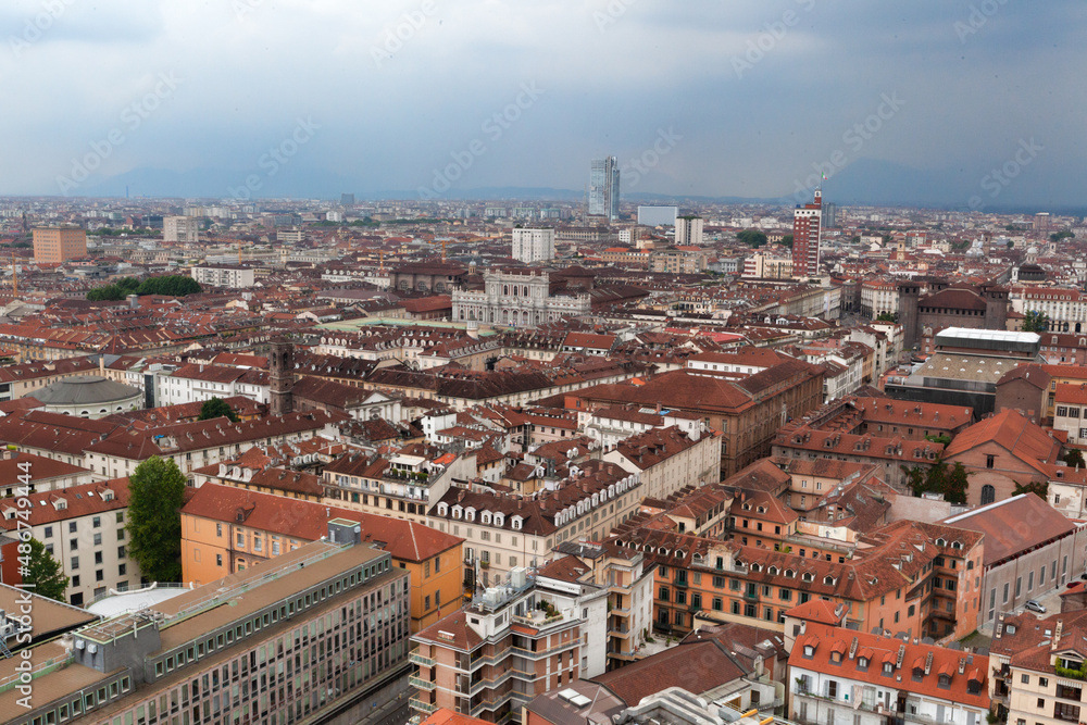 Aerial view of central Turin, Italy
