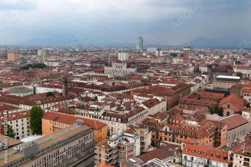 Aerial view of central Turin, Italy