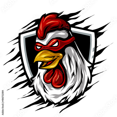 super rooster head graphic illustration