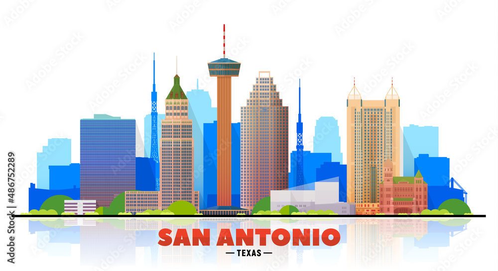 San Antonio Texas (United States) skyline vector background. Flat trendy illustration.
