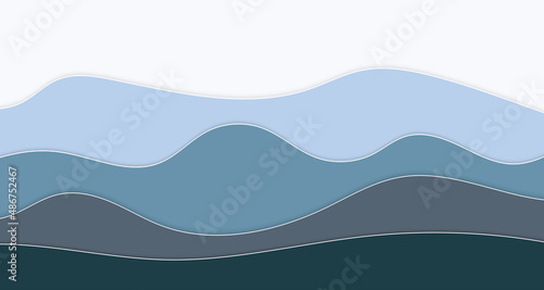 vector abstract blue sea and summer beach background with paper waves and coast for banner