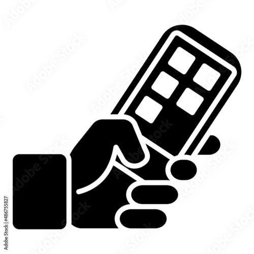 Mobile Phone In Hand Flat Icon Isolated On White Background