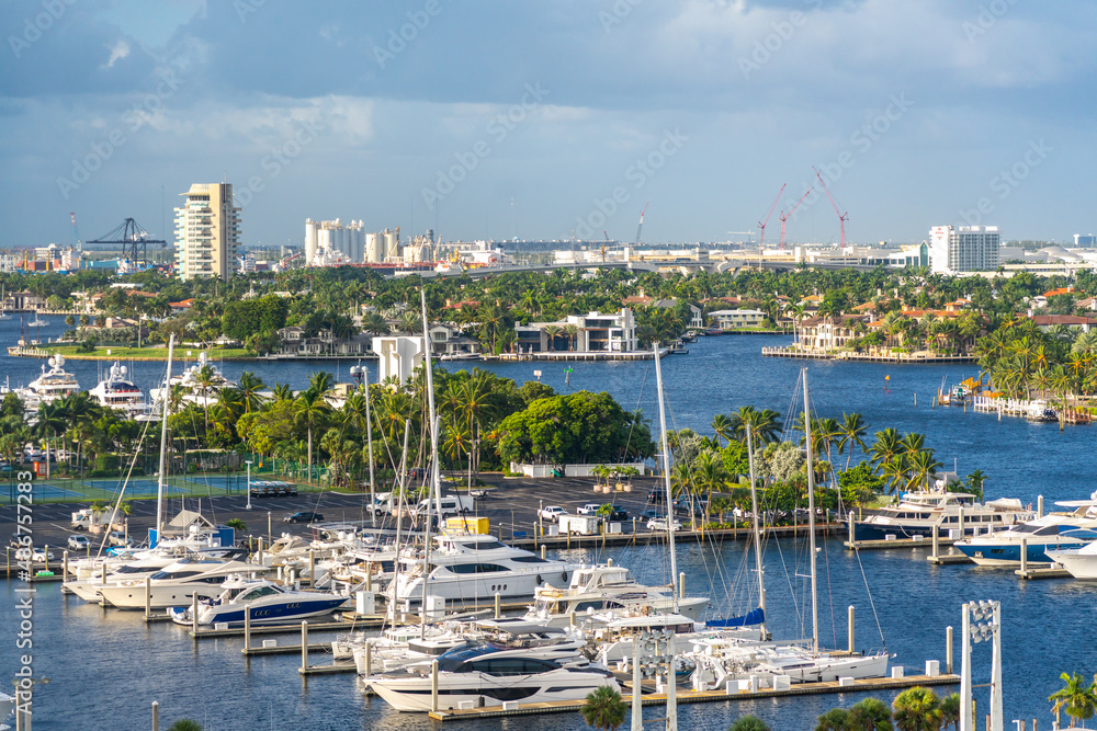 Fort Lauderdale Marina From Above with yachts