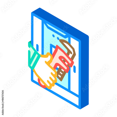 shower tray repairs isometric icon vector. shower tray repairs sign. isolated symbol illustration