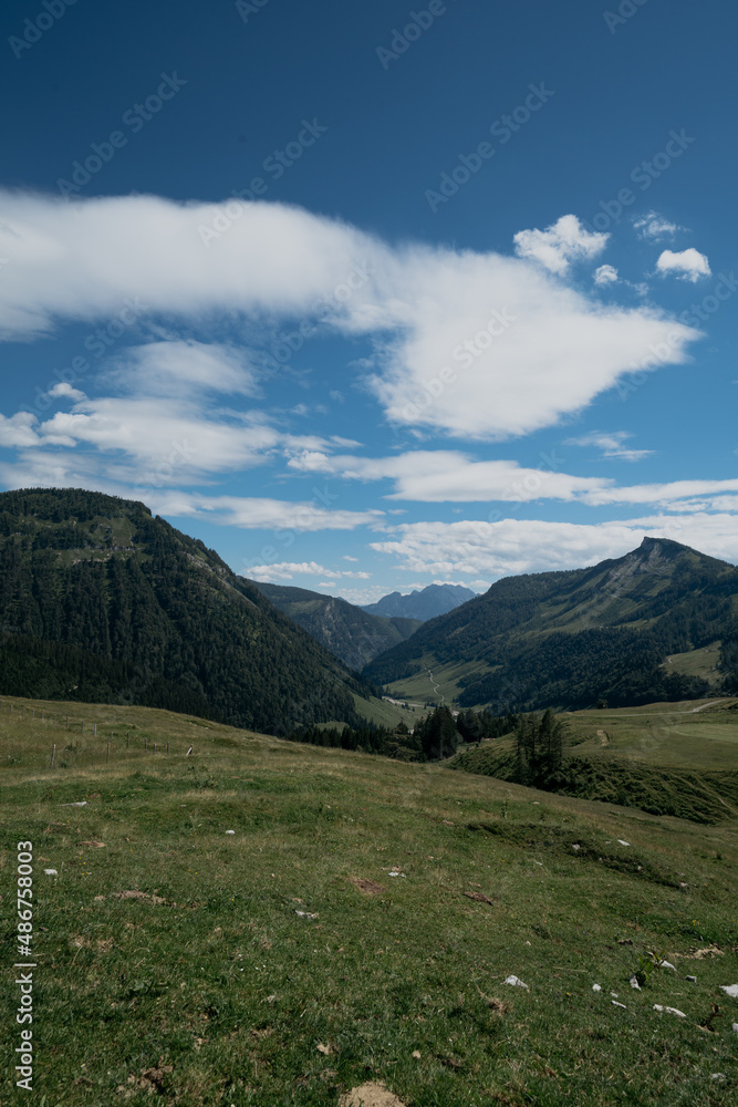 Alpen Panorama Gebirge Landschaft Wiese