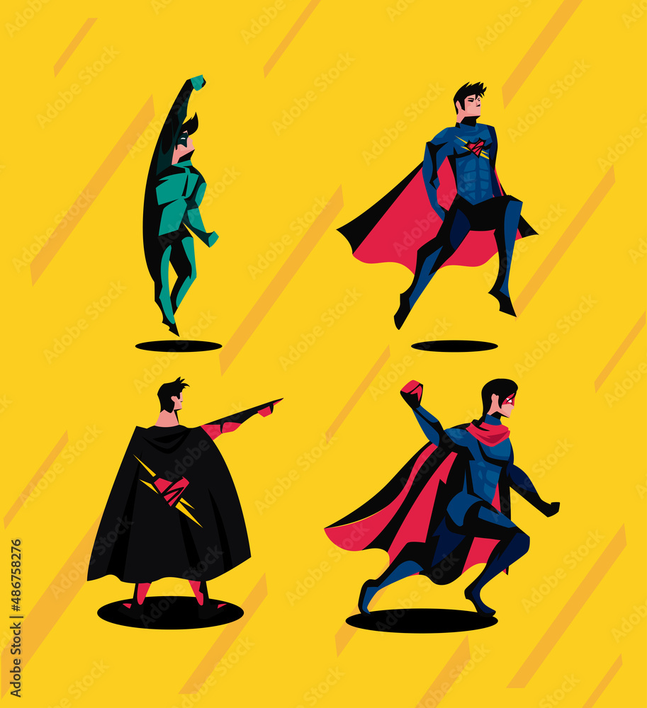 four superhero items
