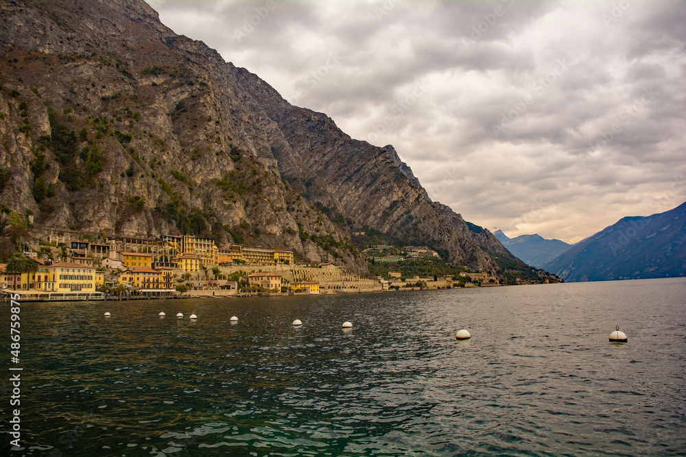 The north east Italy town of Limone sul Garda on the shore of Lake Garda in the Lombardy region of Italy
