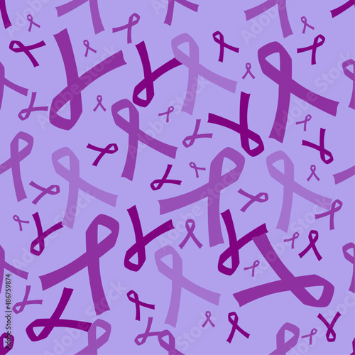 Seamless pattern purple ribbons for support pancreatic cancer cystic fibrosis epilepsy Alzheimer’s Disease EPS10
