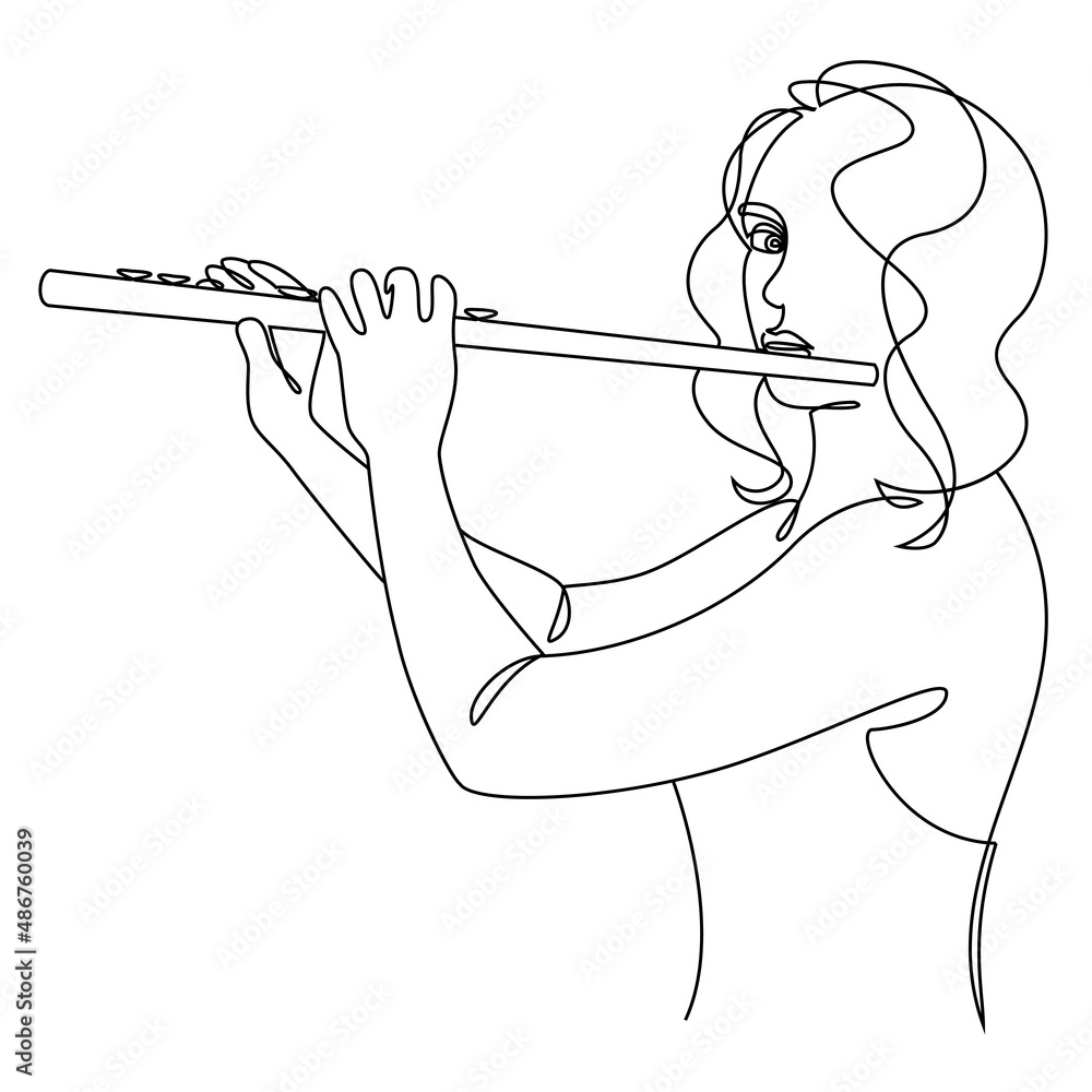 Girl Flute Player Silhouette