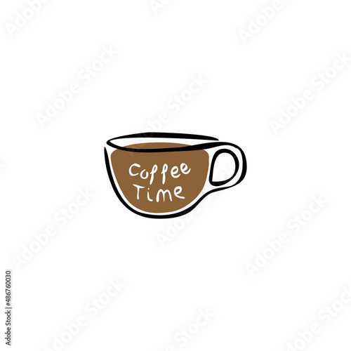 Hand drawn coffee icon isolated on white background. Food and drinks. Vector image of coffee cup. Cup of coffee.