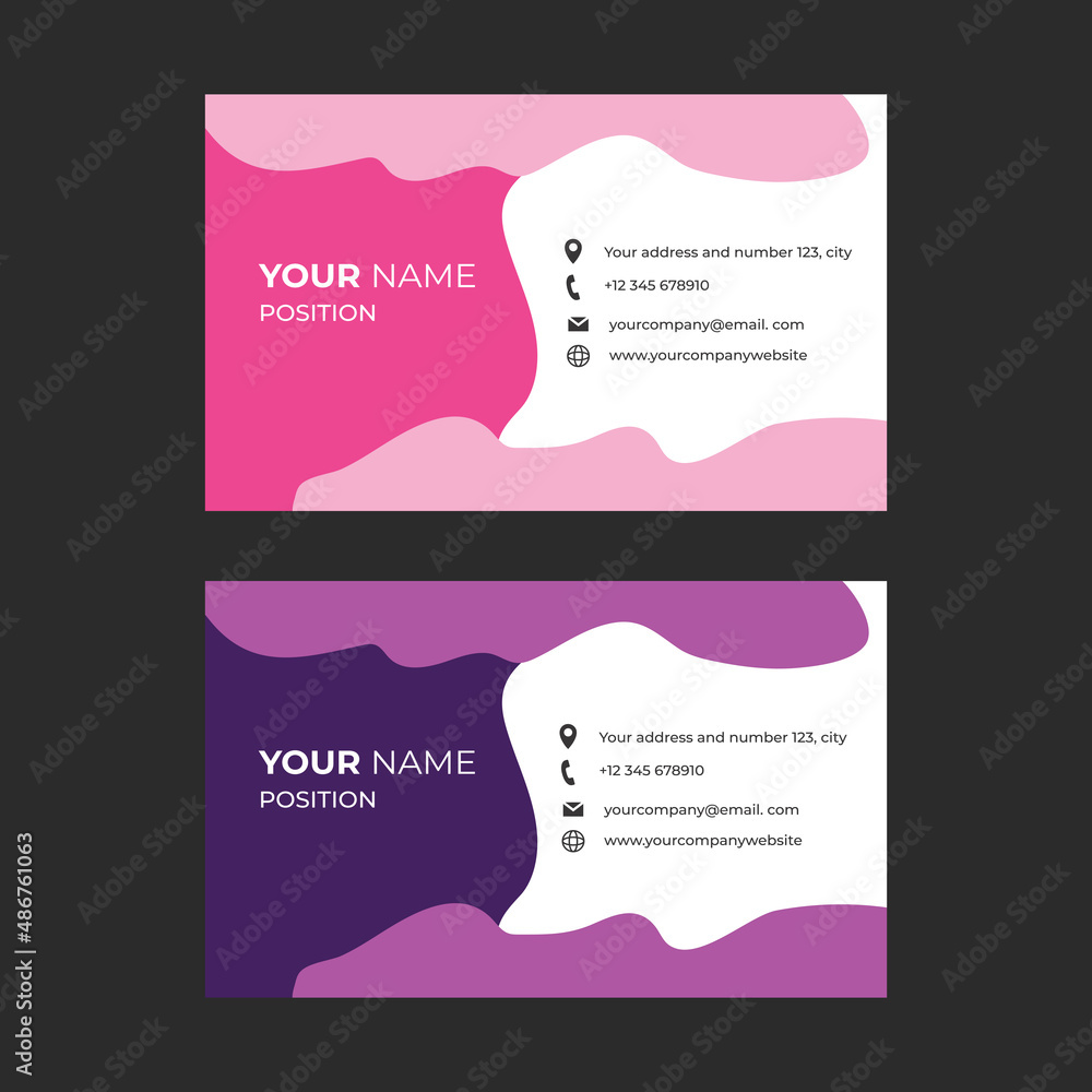 women business card with pink and purple color