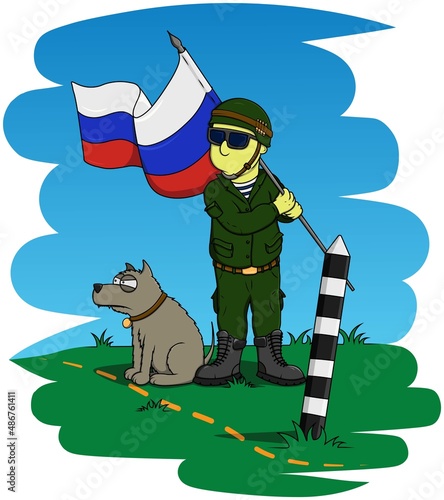 Soldier with the Russian flag (Defender of the Fatherland)