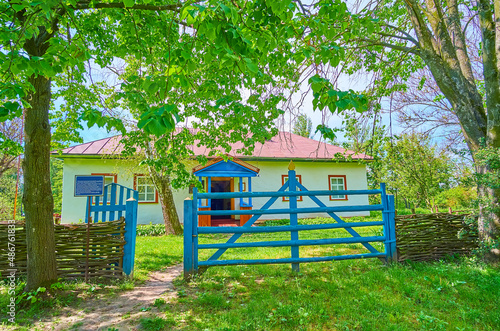 The historic house of Sholem Aleichem behind the fence, Pereiaslav Scansen, Ukraine photo