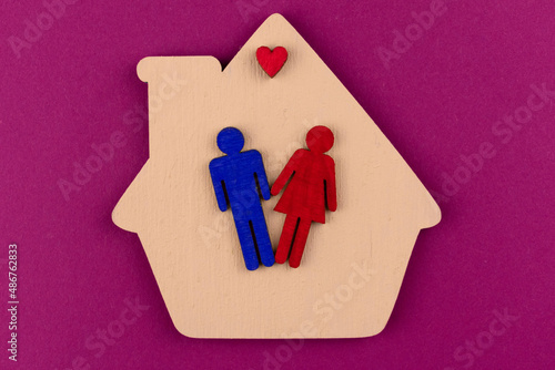 Symbol of home and married couple. The concept of family relations.