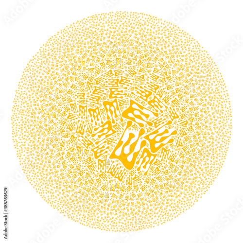 Sticky honey drops symbols are arranged into ball collection. Sticky honey drops icon round mosaic. Abstract round cluster mosaic is created from sticky honey drops symbols.