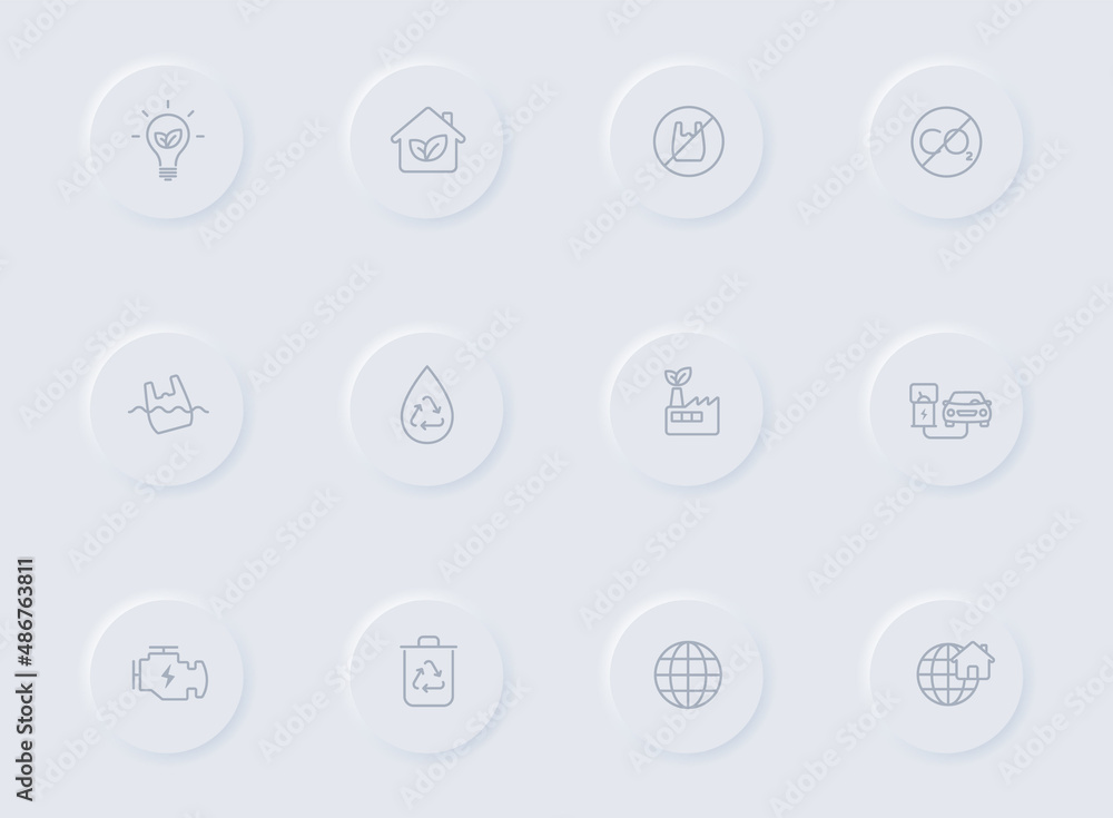 eco gray vector icons on round rubber buttons. eco icon set for web, mobile apps, ui design and promo business polygraphy eco gray vector icons on round rubber buttons. eco icon set for web, mobile apps, ui design and promo business polygraphy