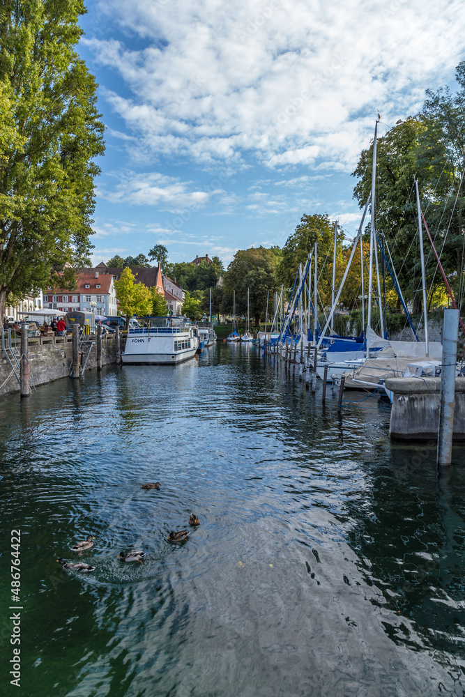 Überlingen, Germany. Bay with yacht port 