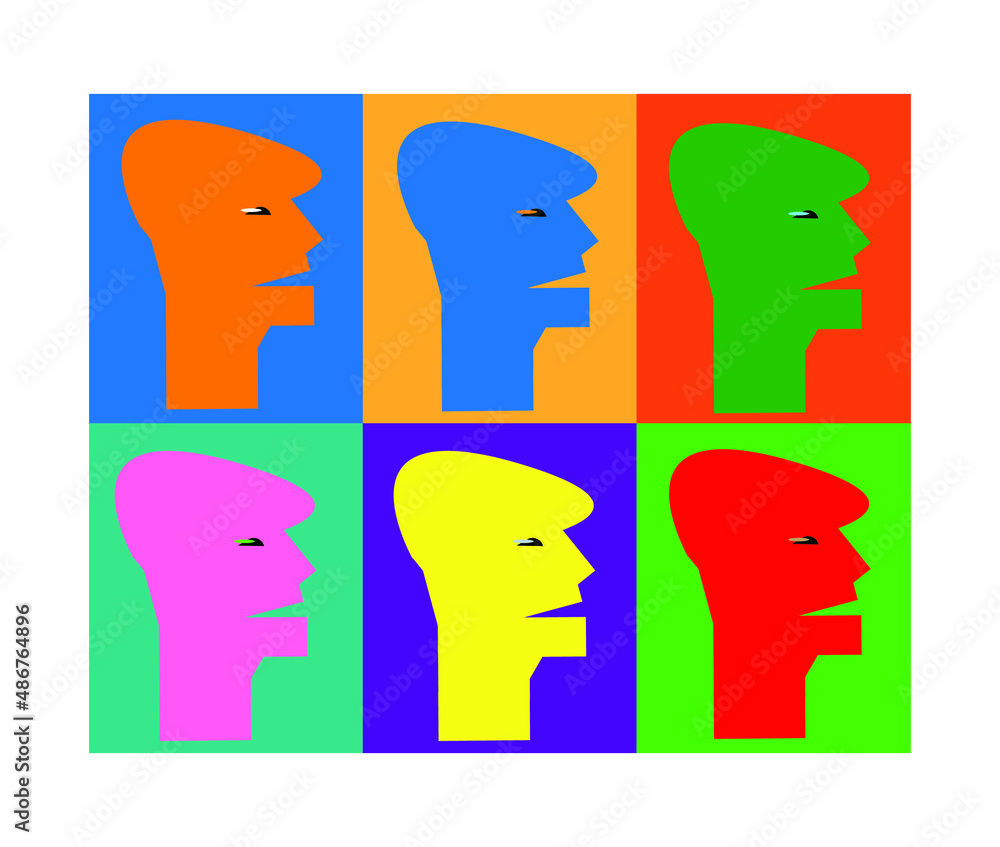 Abstract faces in a modern fine art painting. Set of vector