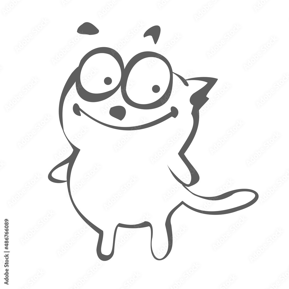 Cute cartoon cat. Vector illustration. Vector cartoon character. Cute cartoon cat. Vector illustration. Vector cartoon character.