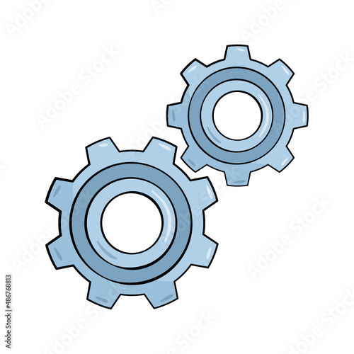 Blue cogwheels. Vector illustration. Cartoon