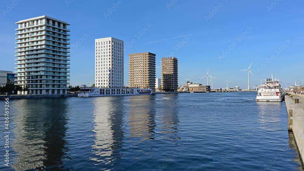 New skyscrapers on the docks of the port of Antwerp New skyscrapers on the docks of the port of Antwerp